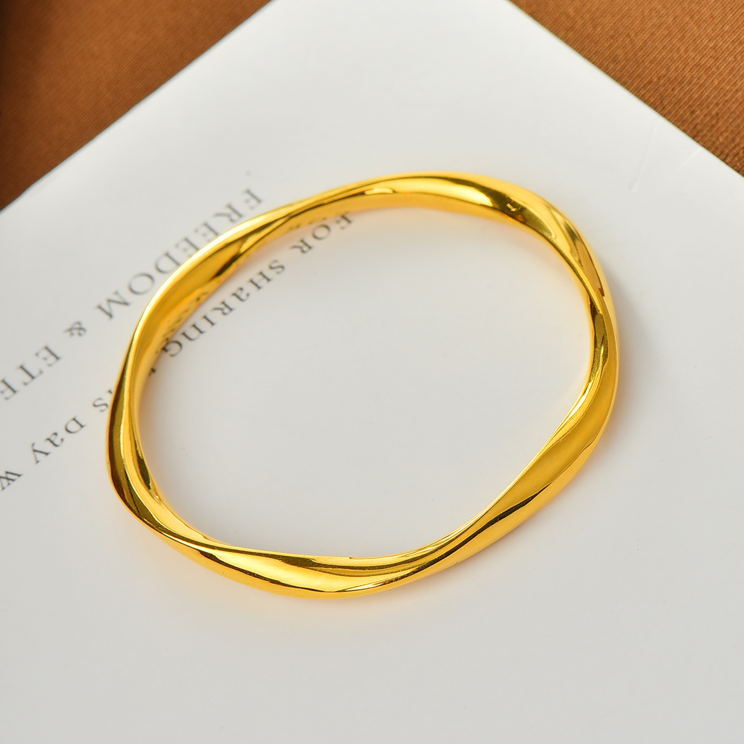 足银手镯 时尚莫比乌斯足银金色手镯