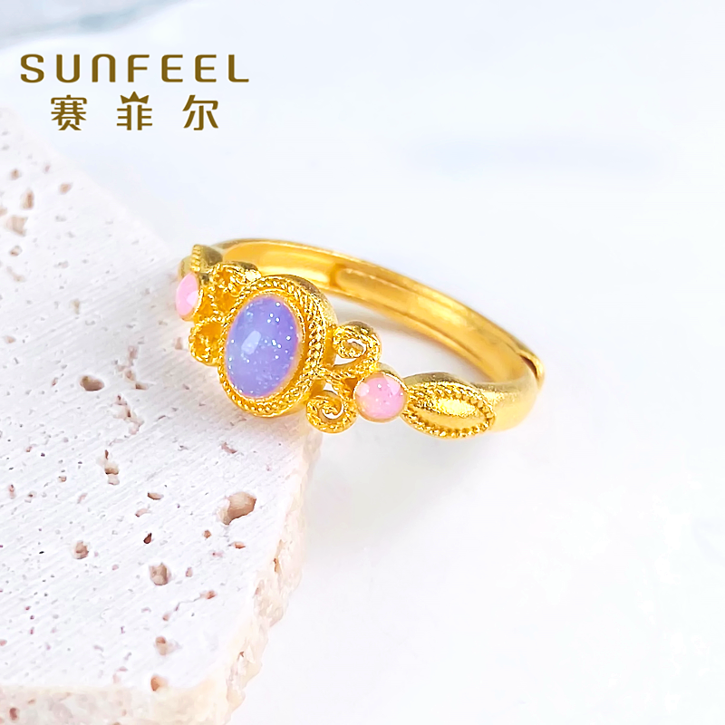SUNFEEL/赛菲尔黄金®足金传世金宫廷黄金戒指珐琅年货节推荐
