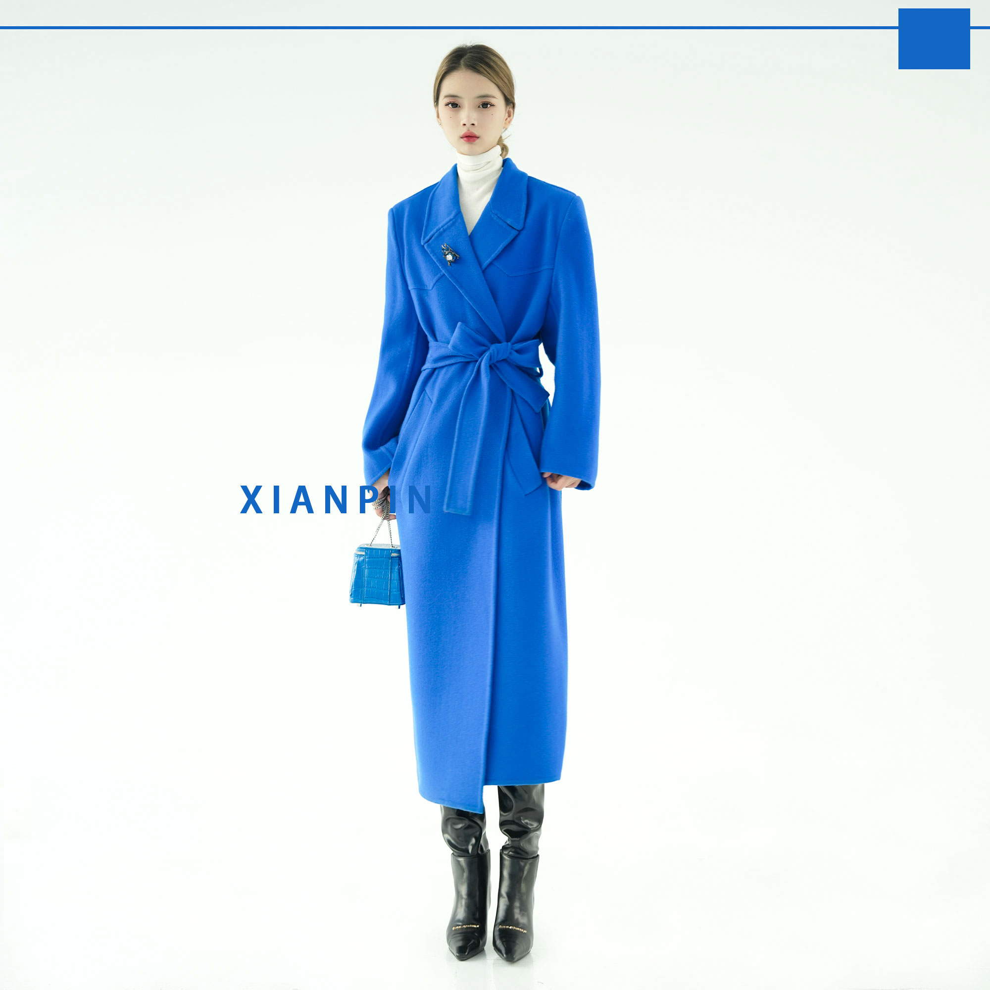 鲜品柯蓝茵兰长款羊毛大衣