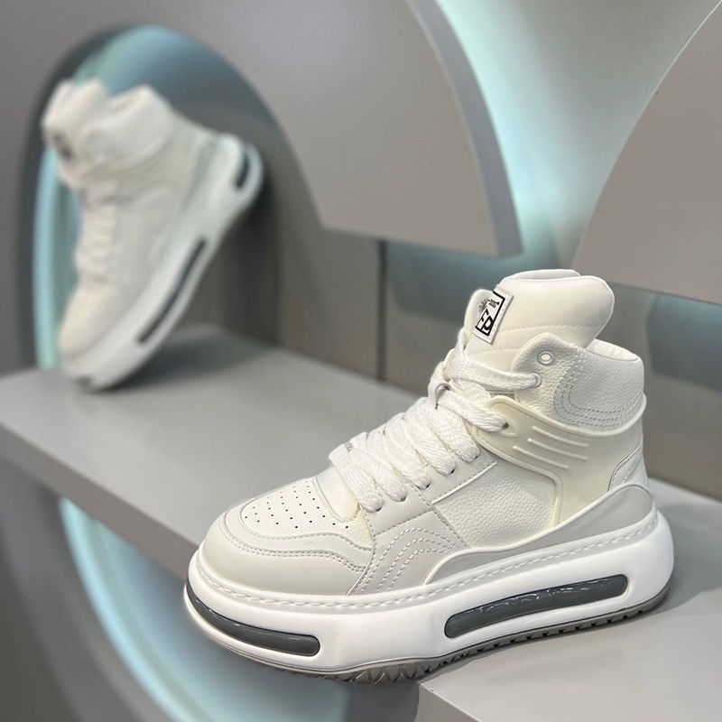 小众男鞋潮流百搭厚底加绒2023秋冬新款休闲增高运动男士高帮鞋