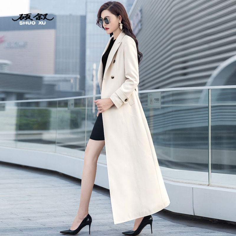 风衣女长款秋季新款显瘦高个子欧美风过膝外套设计感高端轻奢大衣