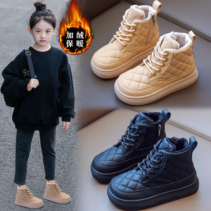 361°女童二棉鞋冬季2023新款儿童运动大童女孩冬天加绒保暖马丁靴