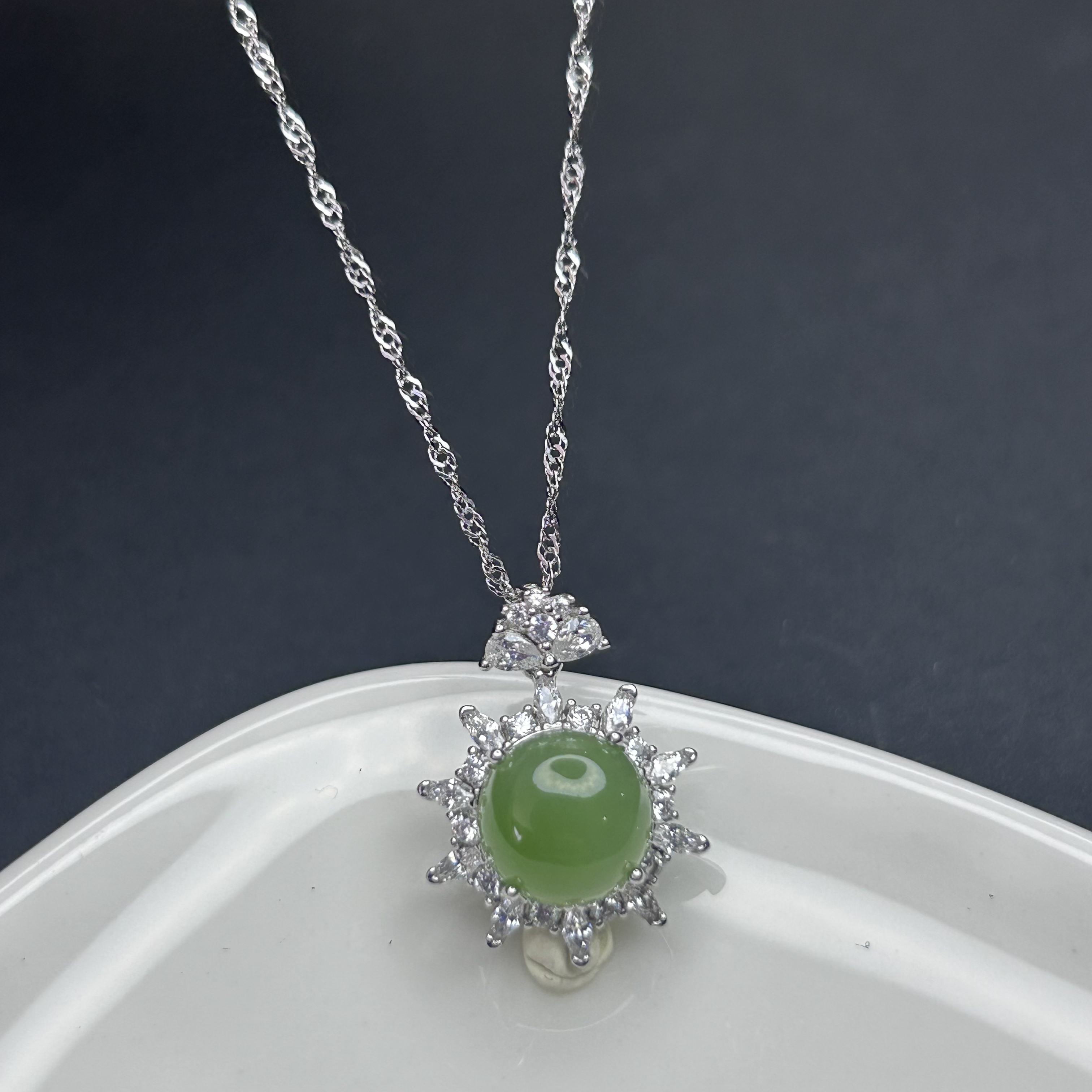 S925银和田玉(碧玉)项链【多样性发一】【HTY016】