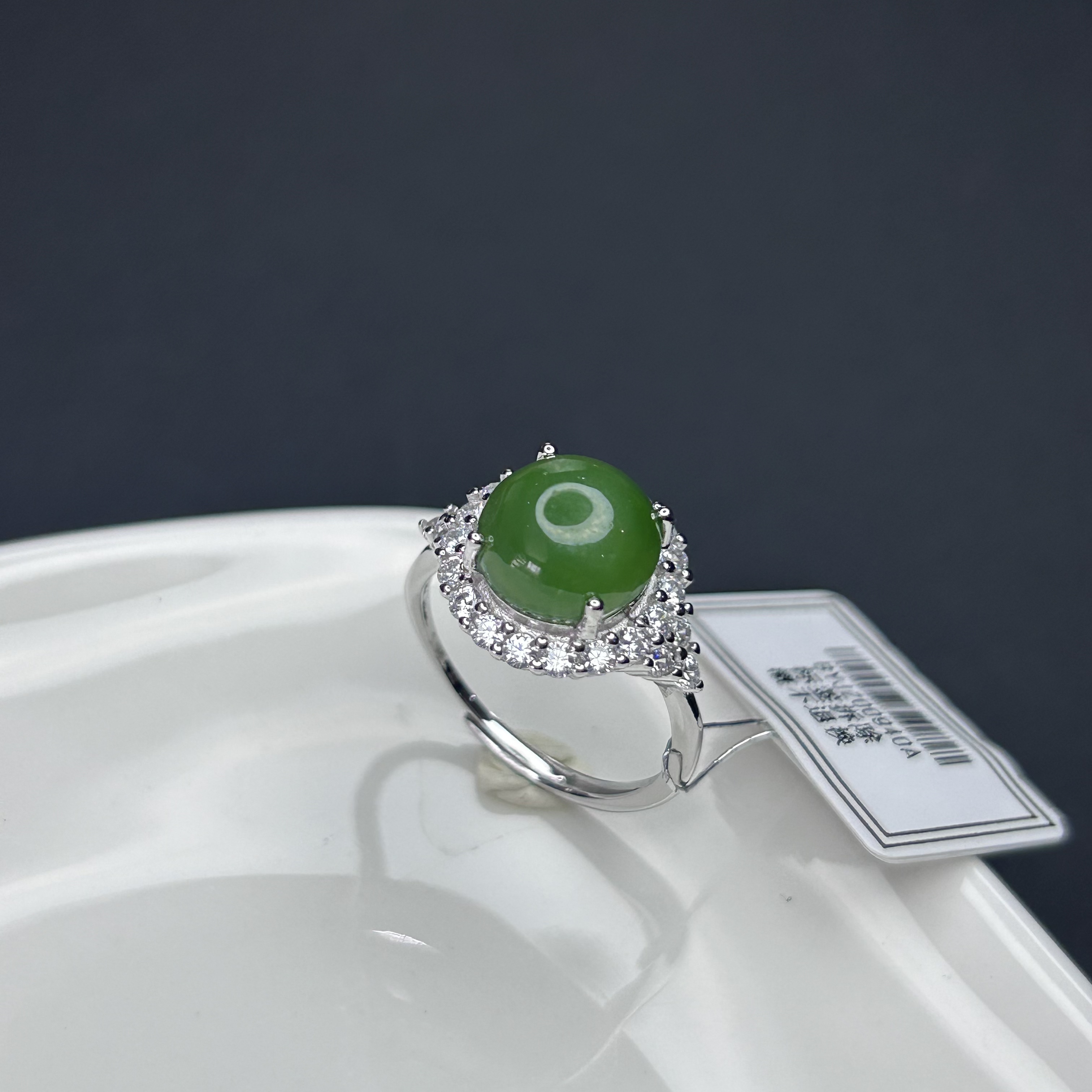 S925银和田玉(碧玉)戒指开口【多样性发一】【HTY011】