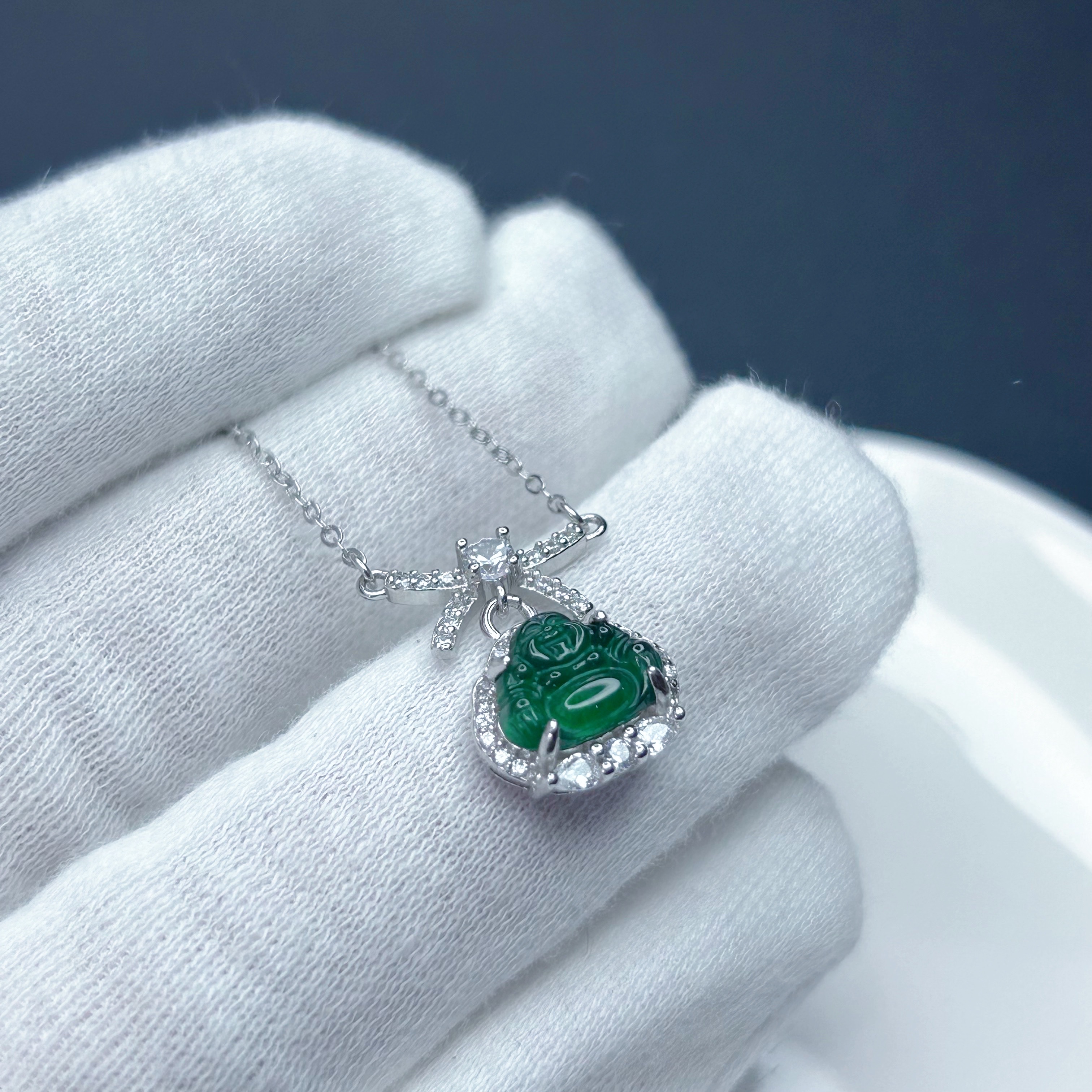 【石古会】S925银翡翠项链【多样性发一】【FC007】