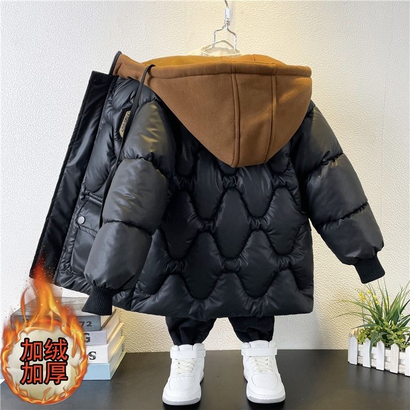 男童棉服冬季2023新款洋气儿童棉衣棉衣加绒加厚男孩棉袄冬装外套