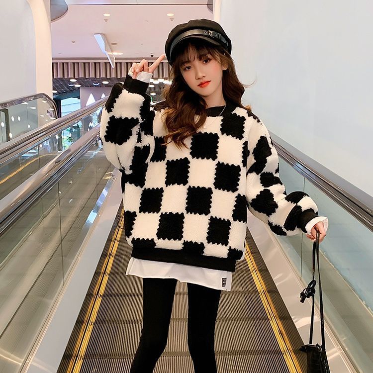 女童卫衣秋冬款加绒加厚儿童上衣冬季2023新款冬装洋气网红大童装