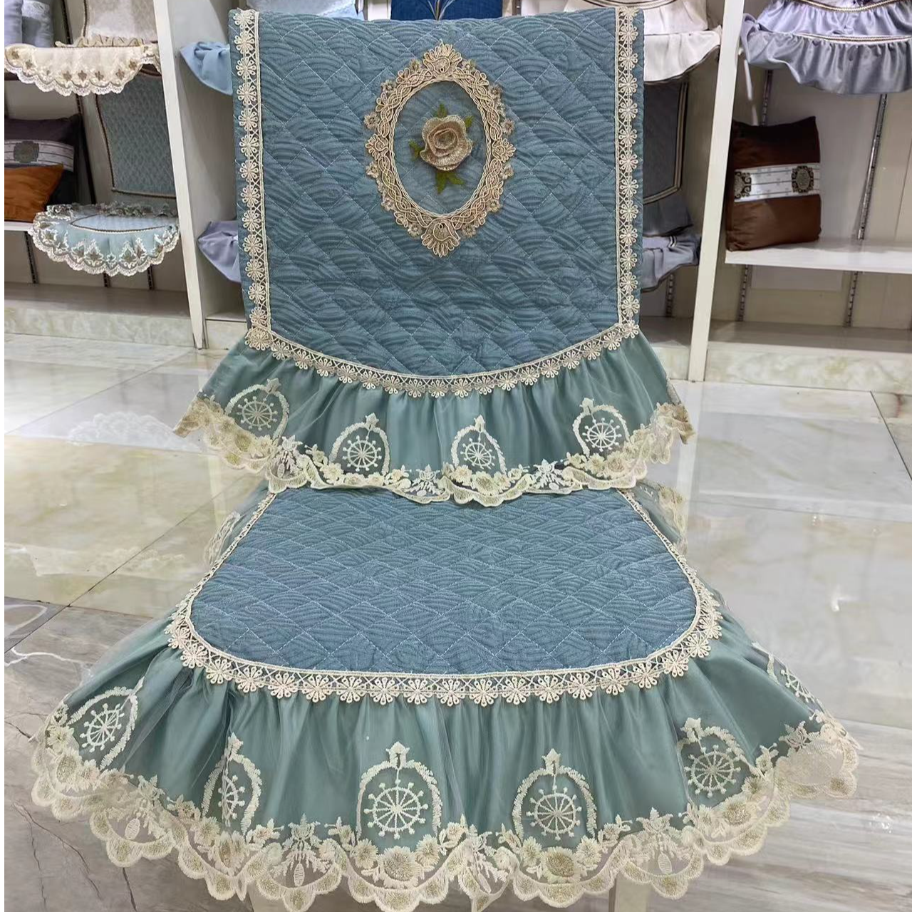 高端高精密云水谣中式餐椅垫