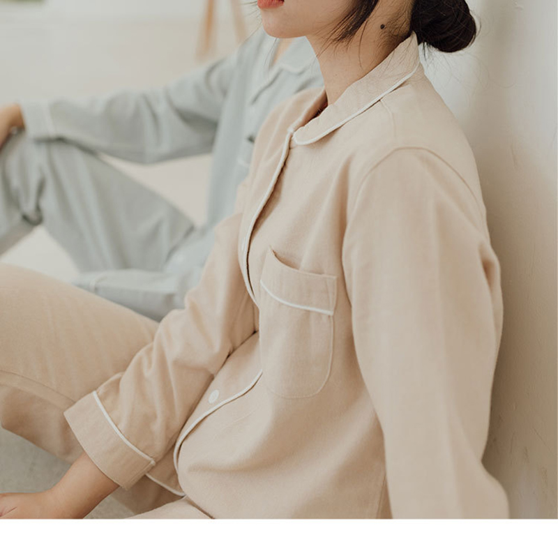 磨毛舒适家居服长袖长裤简约套装两件套衬衫长裤男女款秋冬新款