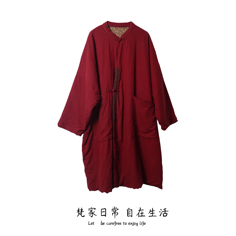 未央 2024年春秋款女士新品厚款夹棉外套复古棉服棉衣茶人服上衣