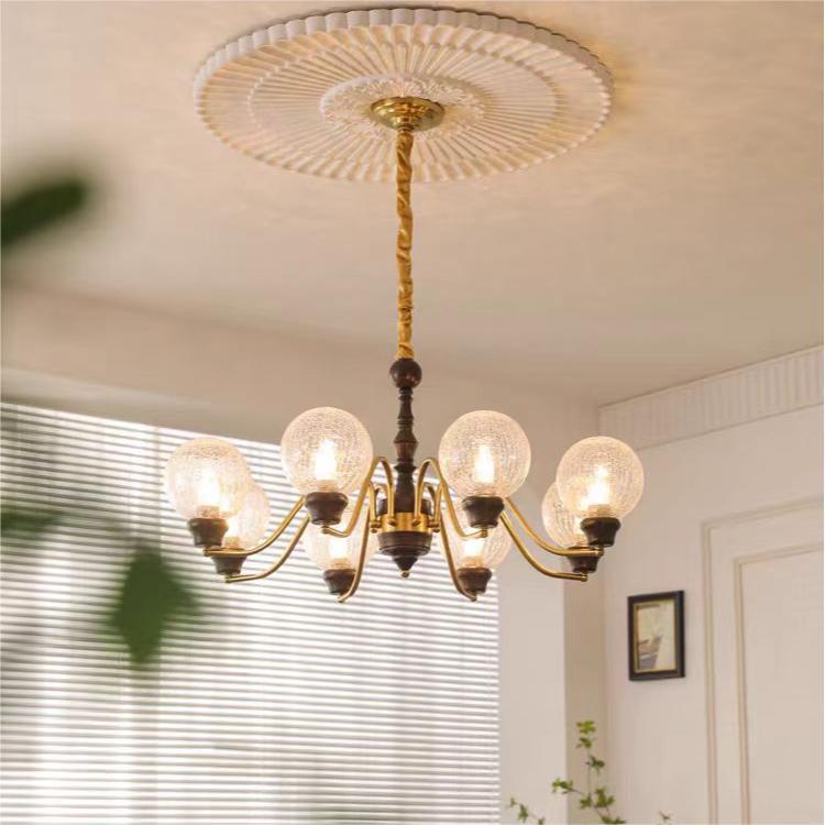 客厅全铜吊灯法式中古风餐厅大厅复古浪漫美式高级氛围感主卧室灯