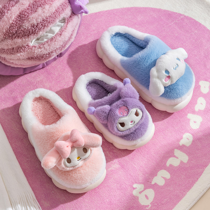 儿童卡通保暖毛毛绒拖鞋女冬季室内居家居可爱正品女童卡通美乐蒂
