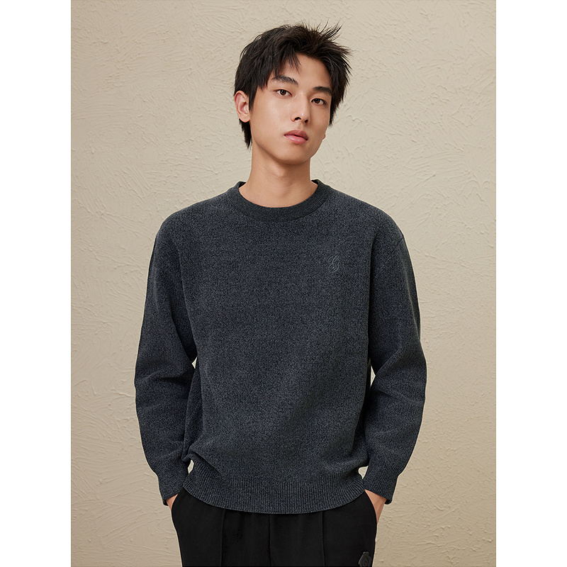 GXG男装多色雪尼尔面料圆领保暖宽松长袖针织衫男士 #G24D204001
