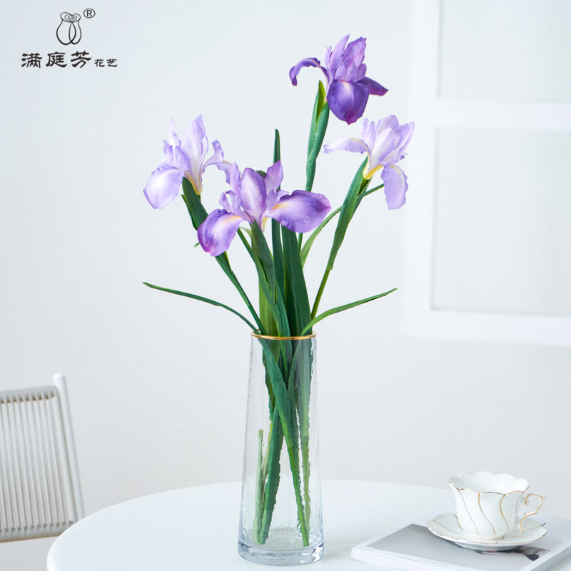 鸢尾花爱丽丝仿真装饰摆件客厅干花假花花艺紫色花束插花梵高油画
