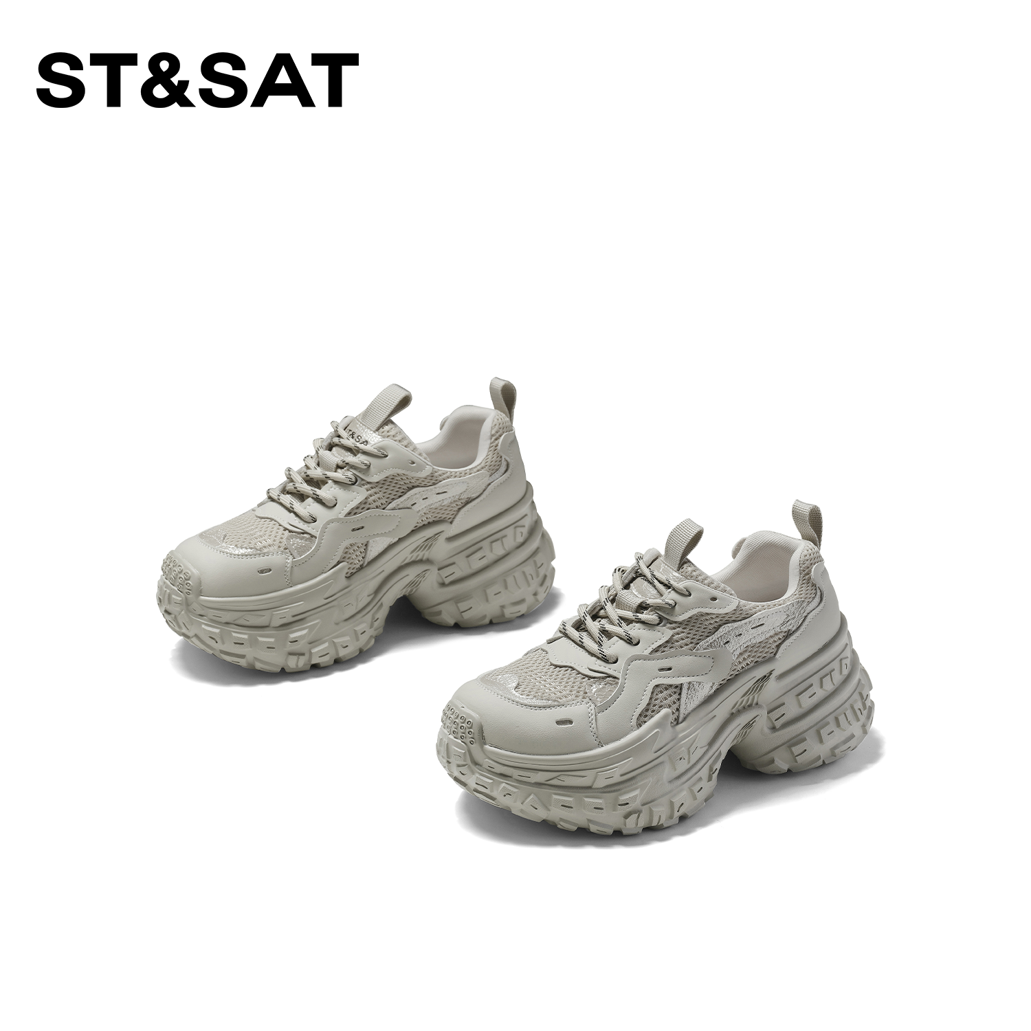 St&Sat/星期六时尚休闲鞋女士2024年秋季新款复古网面透气老爹鞋