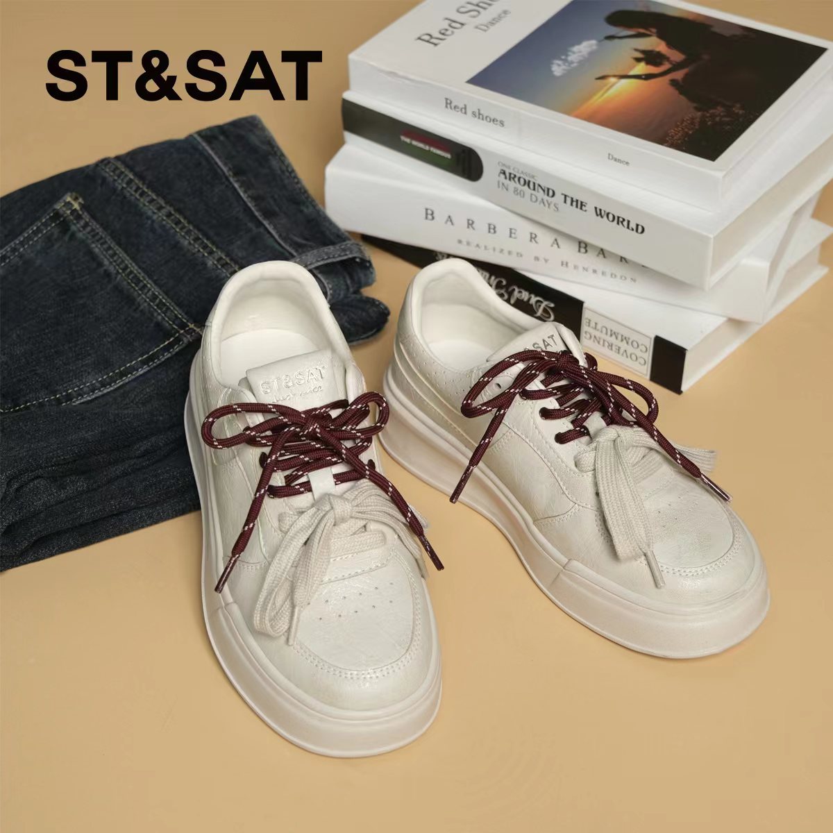 【北恋月晚】星期六休闲鞋百搭秋季小众厚底ins平底板鞋SSC3112CDL