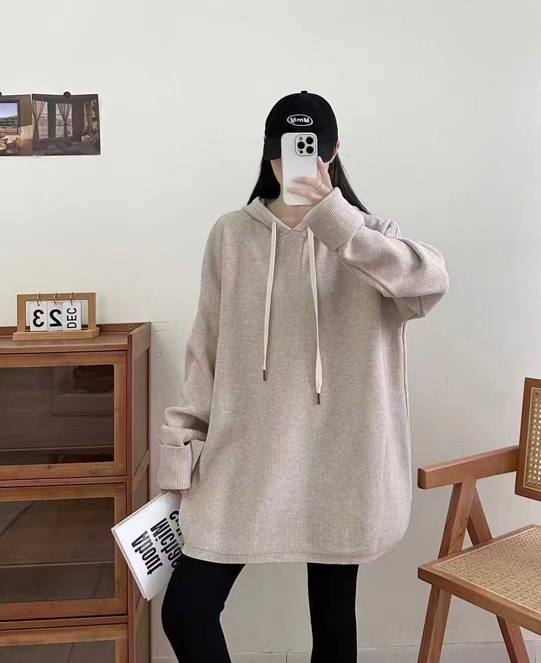 连帽宽松针织衫孕妇装