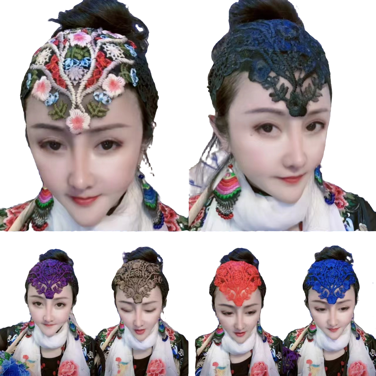 蕾丝梅花美人尖发饰帽