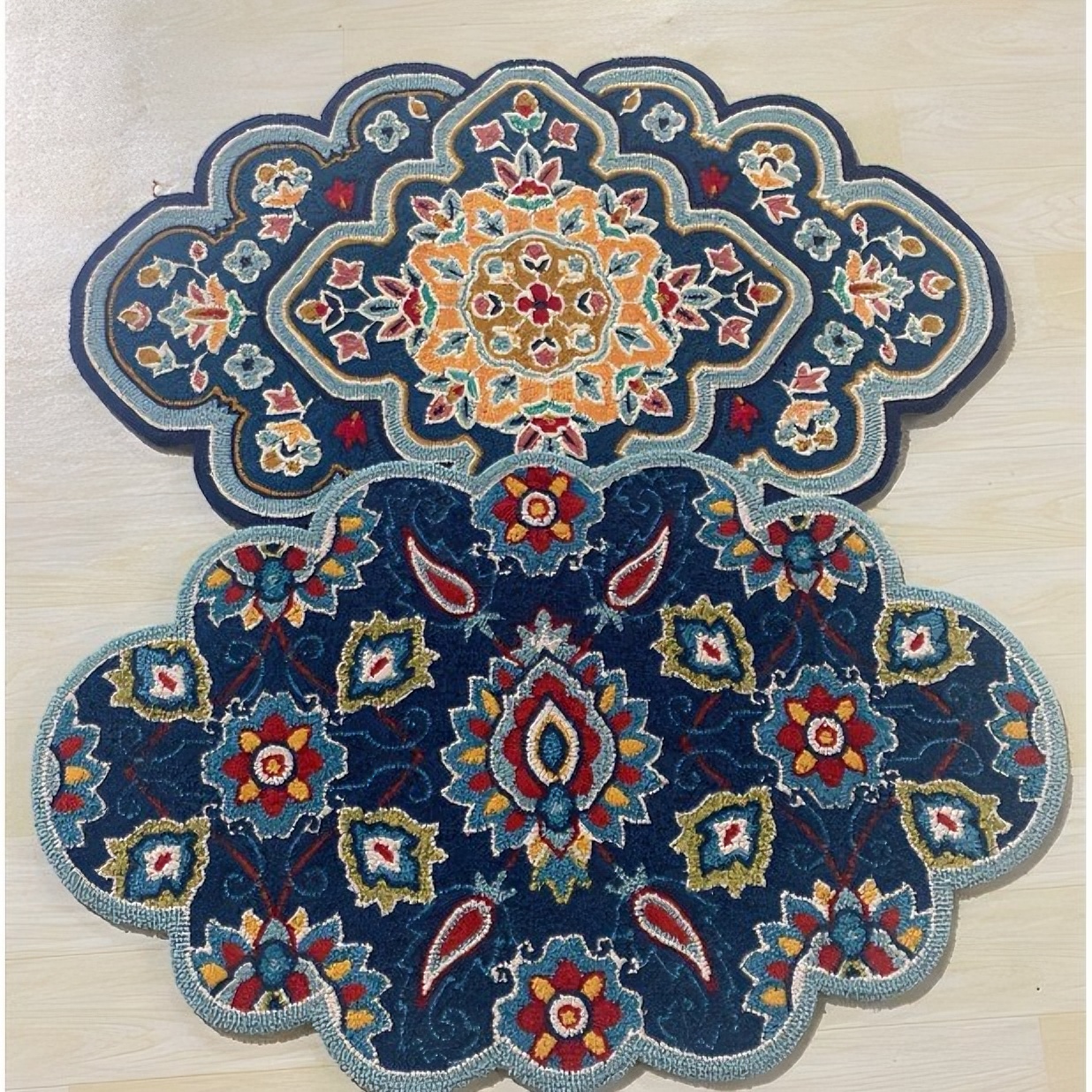 出口美式手工地毯地垫114×70cm书房卧室阳台入户现代轻奢复古欧美