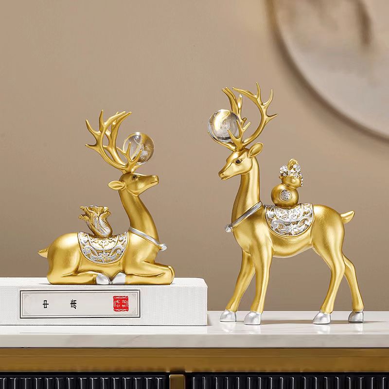 招财百财福鹿摆件电视酒柜装饰品轻奢高档家居客厅乔迁新居礼品