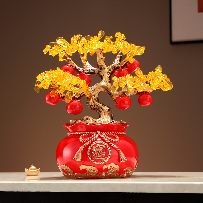 新中式招财进宝发财树摆件办公室客厅电视柜乔迁开业装饰礼品