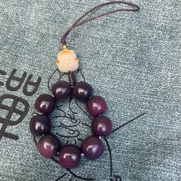 招财猫手机挂件，原生态菩提根