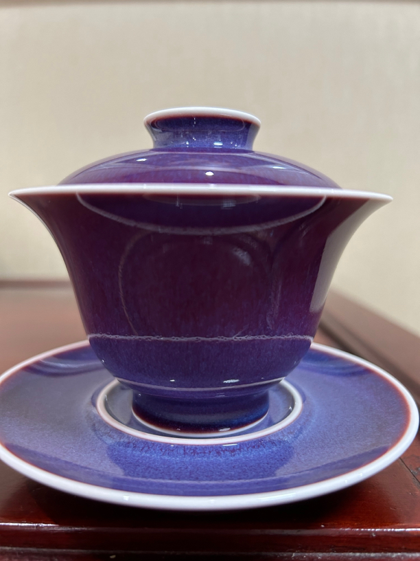 高货郎紫三才盖碗