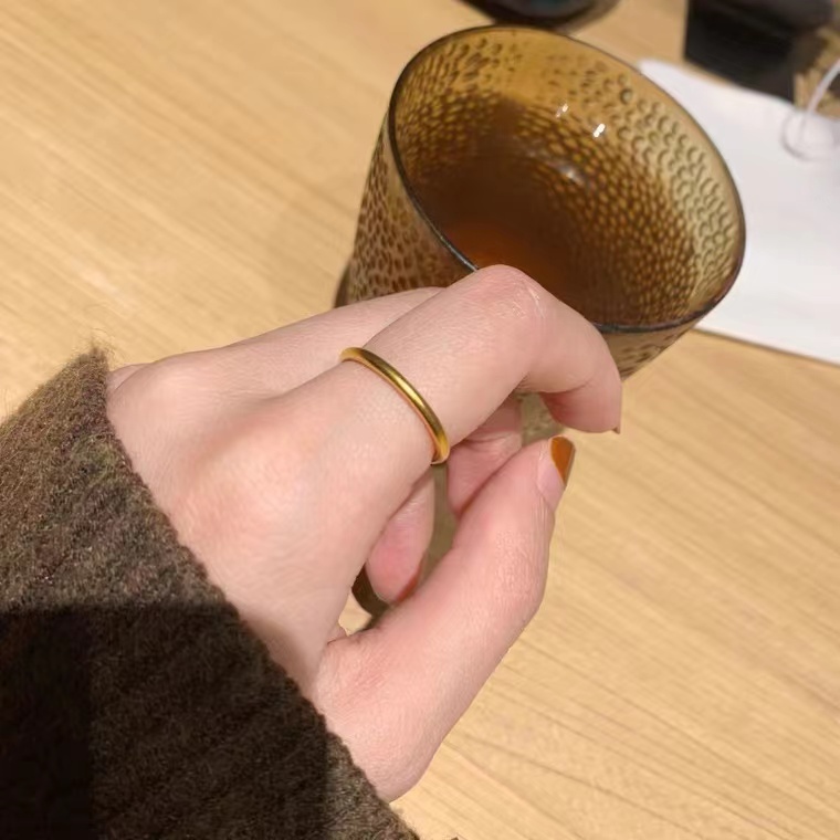 钛钢戒指  时尚个性简约素圈古法磨砂戒指小众设计高级F514