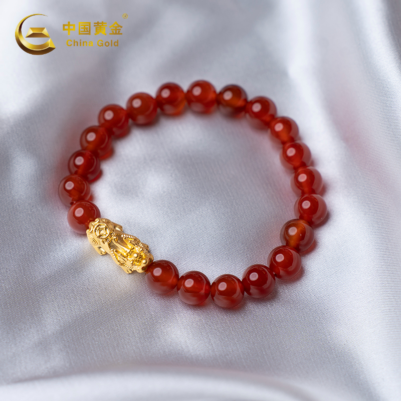 中国黄金足金貔貅黄金手链女款黄金发财暴富送女友爱人生日礼物