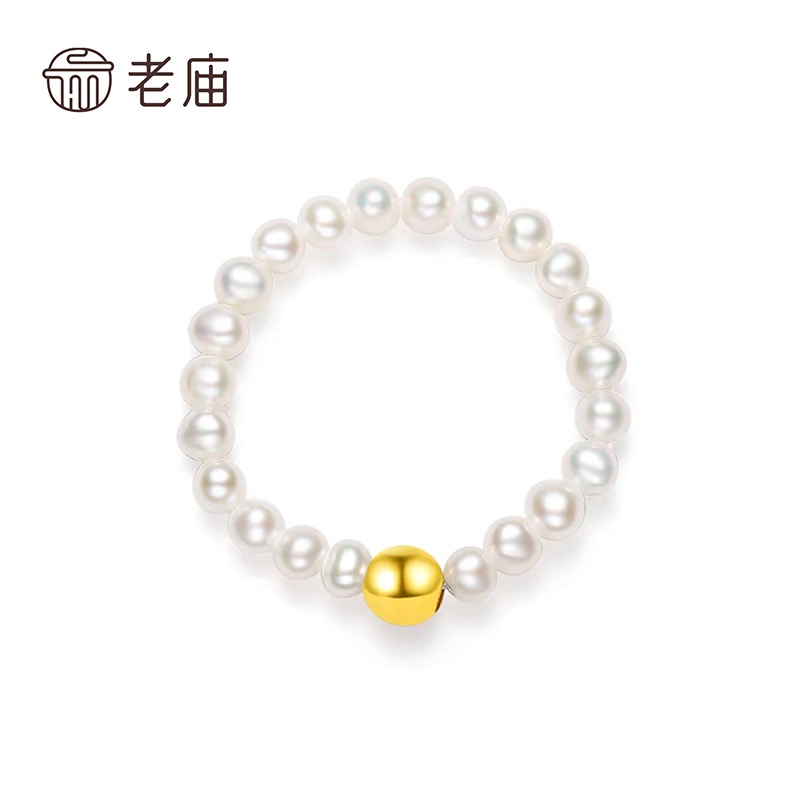 足金金珠珍珠戒指
