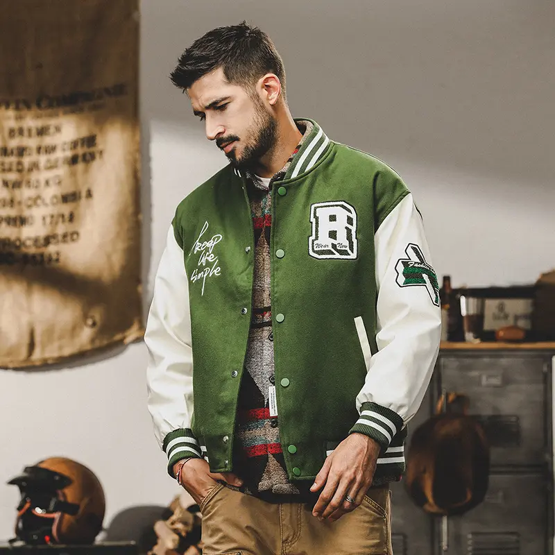 美式复古重磅棒球服外套男秋冬款街头潮牌学生党加厚保暖御寒夹克