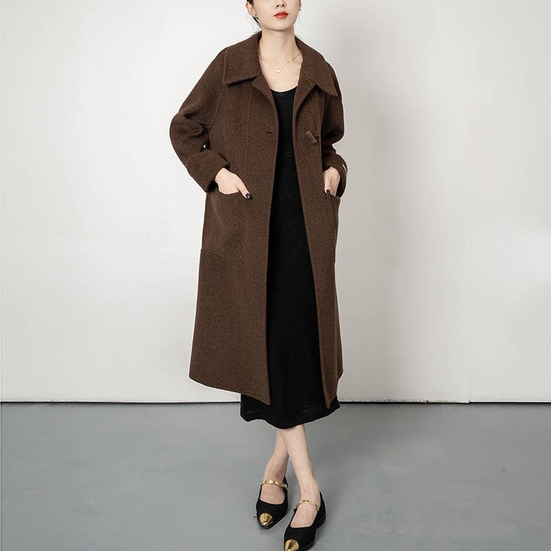 [100%纯羊毛]双面羊毛大衣秋冬高端时尚长款森女系冬装外套女