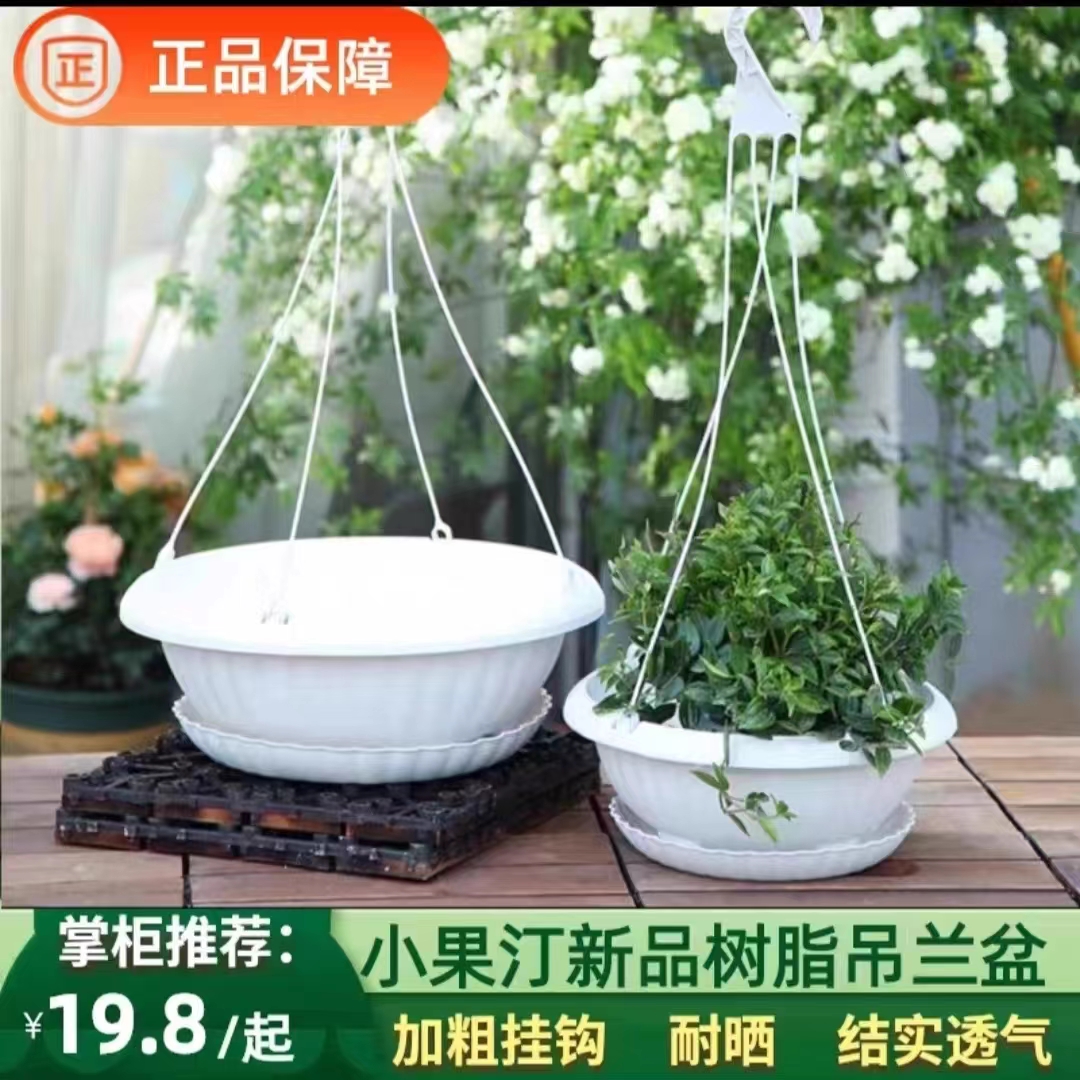 新品小果汀悬挂式卡扣底座绿萝常春藤太阳花吊兰盆加厚树脂环保