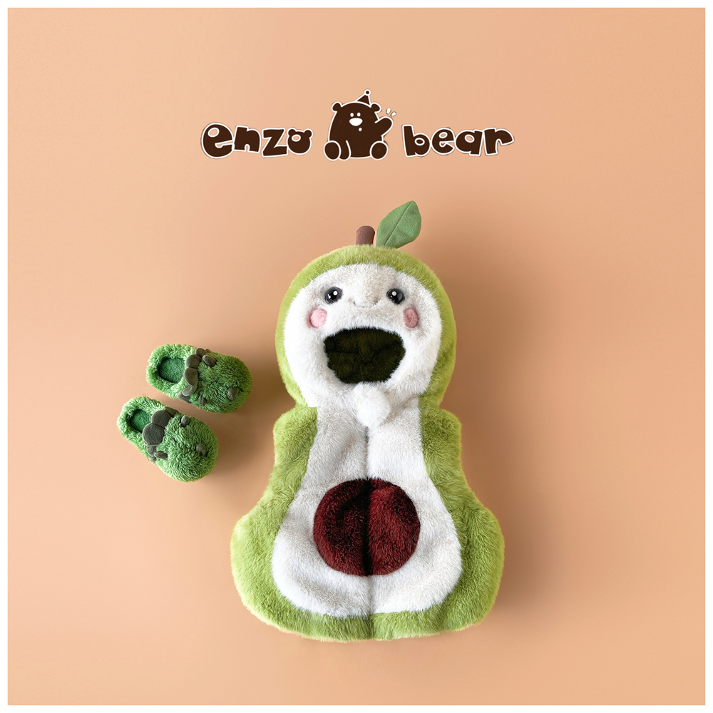 Enzo Bear 果宝 儿童高定款连帽加厚牛油果毛毛亲子马甲 EZD2442