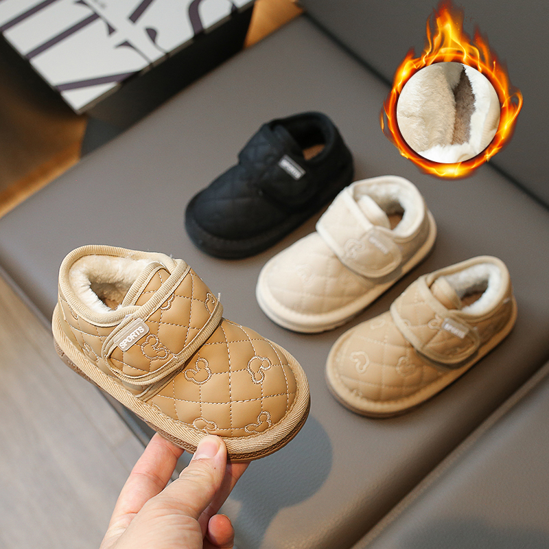 儿童棉鞋2023冬季新款男童面包鞋女童宝宝保暖棉靴儿童短筒雪地靴
