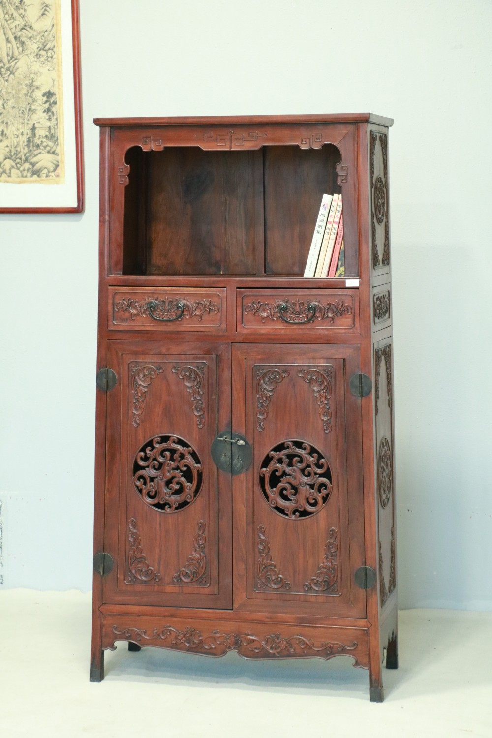 屏风柜子门厅简约陈列古典餐边柜复古雕花储物柜 通用改价链接