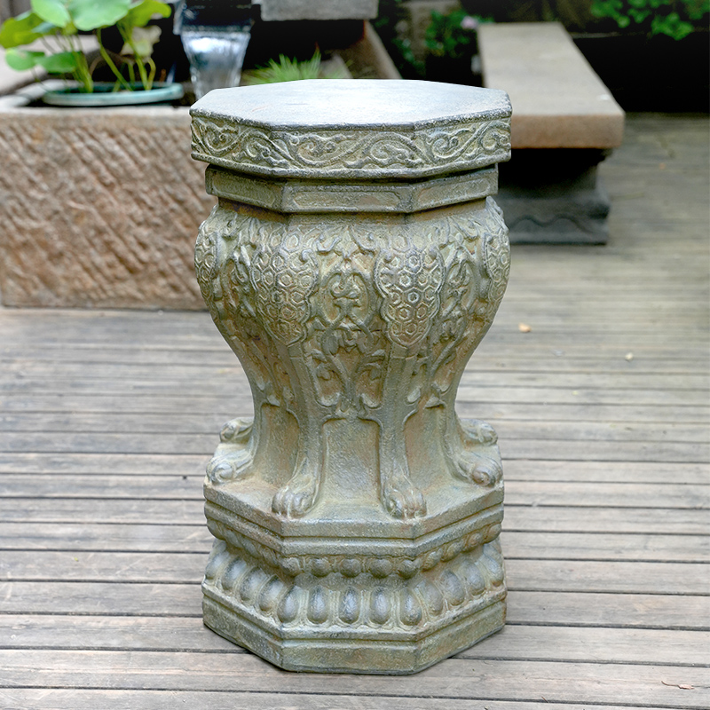 邑园新中式庭院人造石鼓石墩阳台花园布置盆景花盆底座造景摆件
