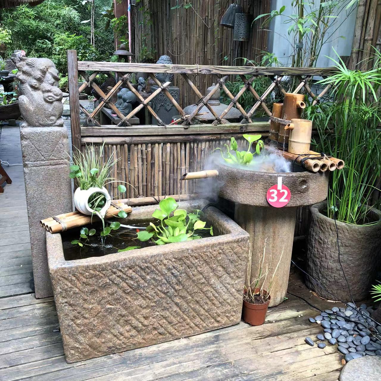 邑园庭院方槽流水摆件花园景观装饰鱼缸阳台鱼池假山造景喷泉