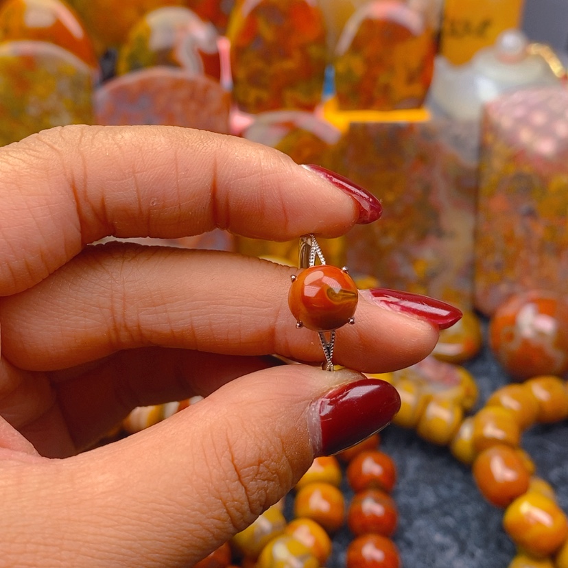 【闪购商品】玛瑙/玉髓戒指合金心*碎