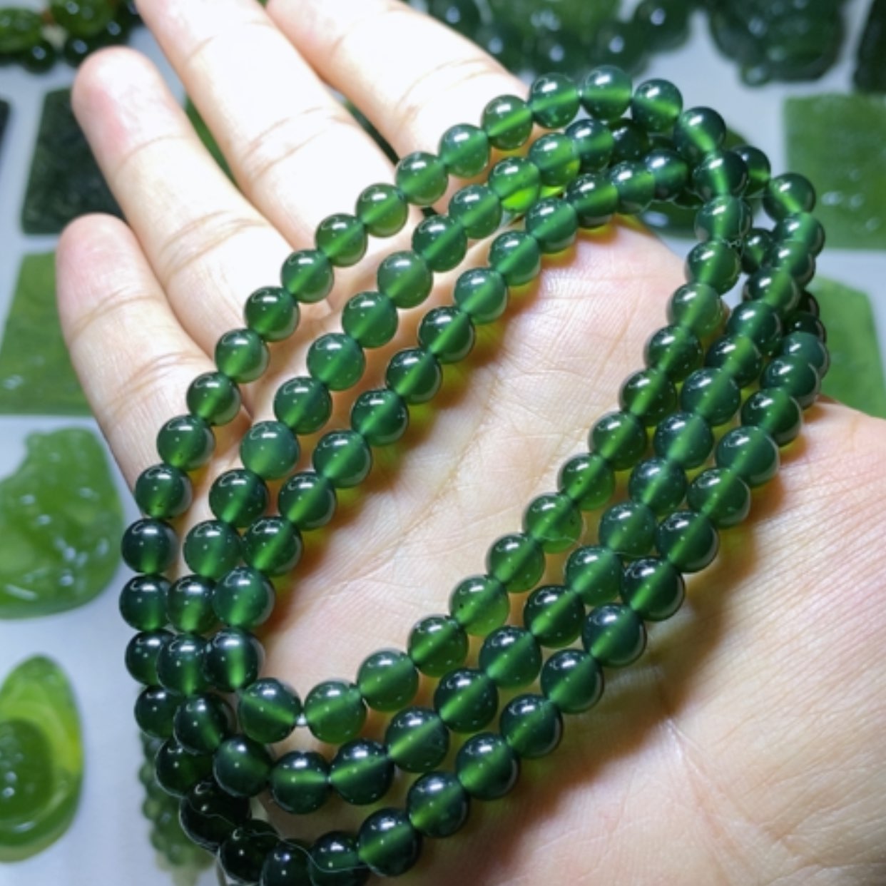 【闪购商品】蛇纹石玉手链未镶嵌笑*风