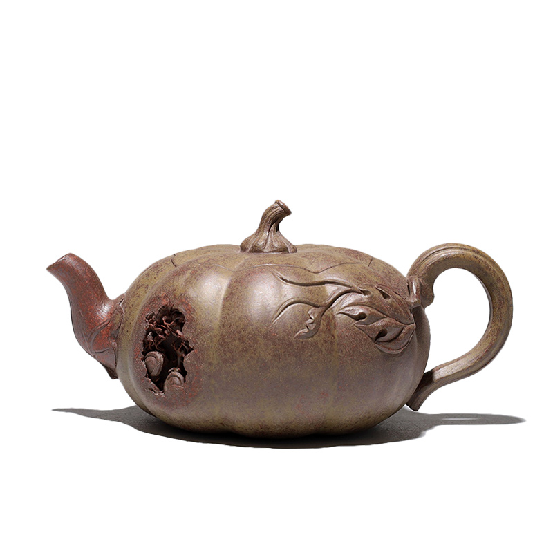 大吉羊柴烧 宜兴紫砂壶茶壶 原矿紫砂满园春色金瓜180ml徐顺伟