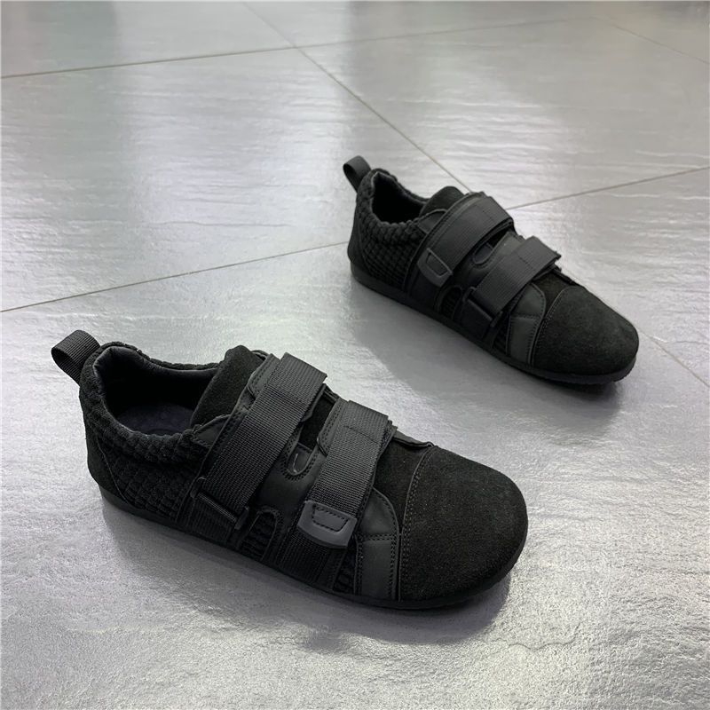 2024新款魔术贴男鞋懒人一脚蹬板鞋复古软底休闲鞋子男百搭大头鞋