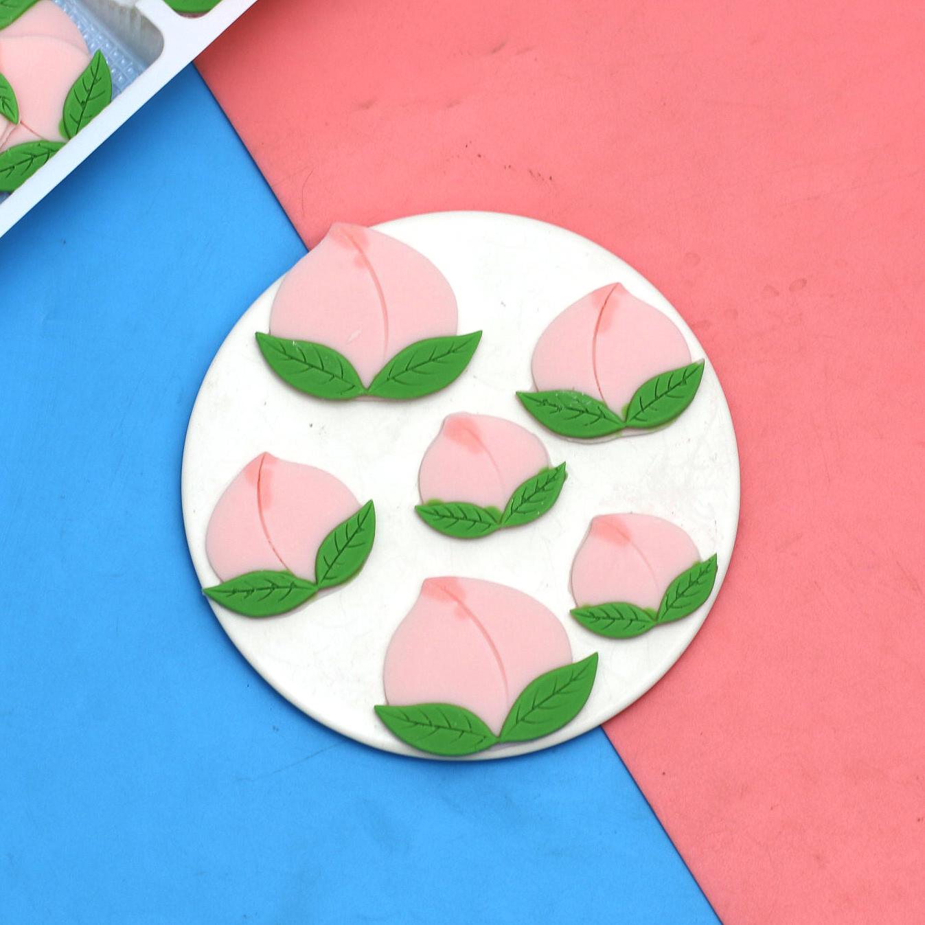 手工寿桃片粉红巧克力生日蛋糕装饰老人祝寿插件奶奶寿婆过寿食用