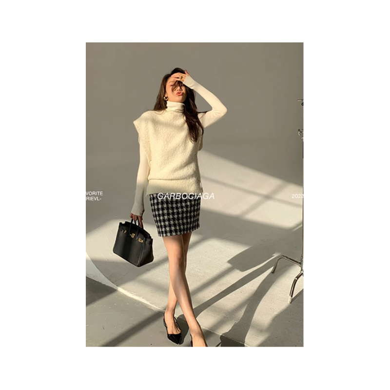 Garbociaga龍喜儿 叠穿 马甲背心针织衫女短款上衣9202