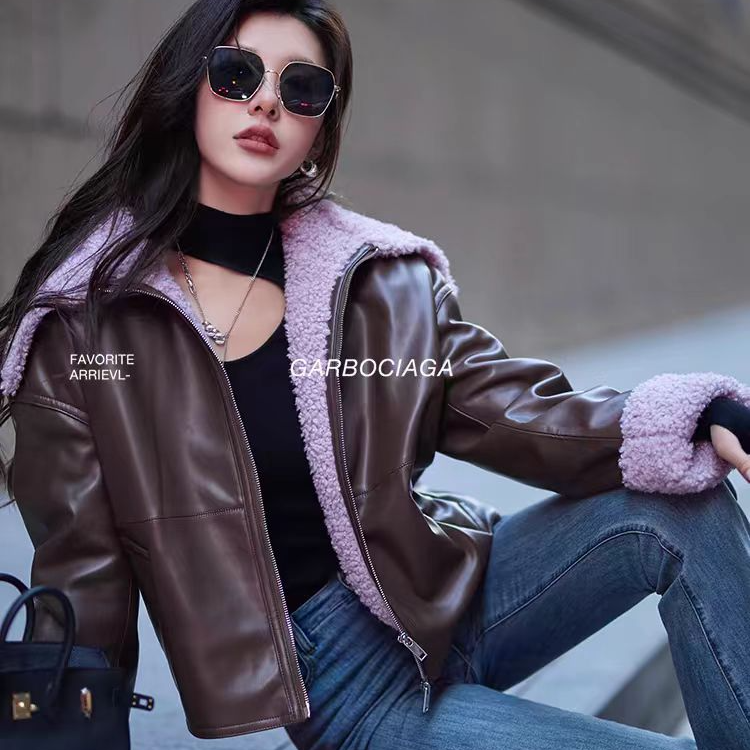 Garbociaga龍喜儿 酷飒美拉德 翻领夹克外套女5078