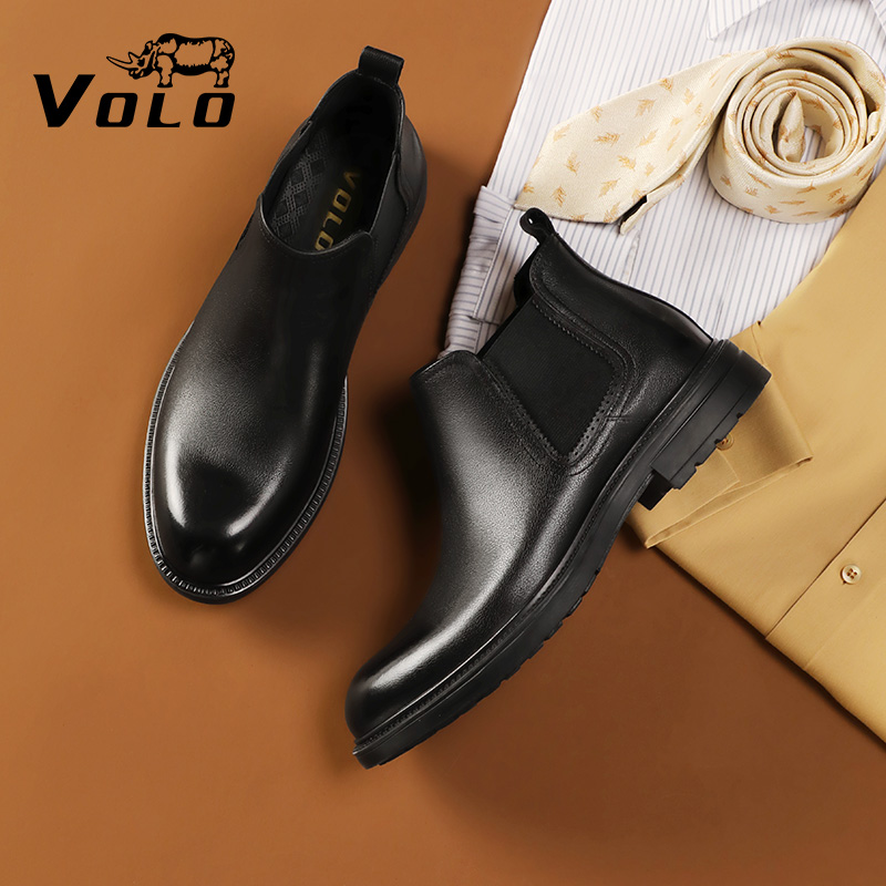 VOLO/犀牛舒适英伦风切尔西靴男士高帮皮靴正装马丁靴真皮短靴
