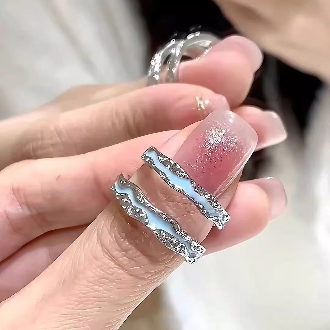 足银戒指 990足银不规则光年之境对戒夜光纪念日礼物发光戒指小众