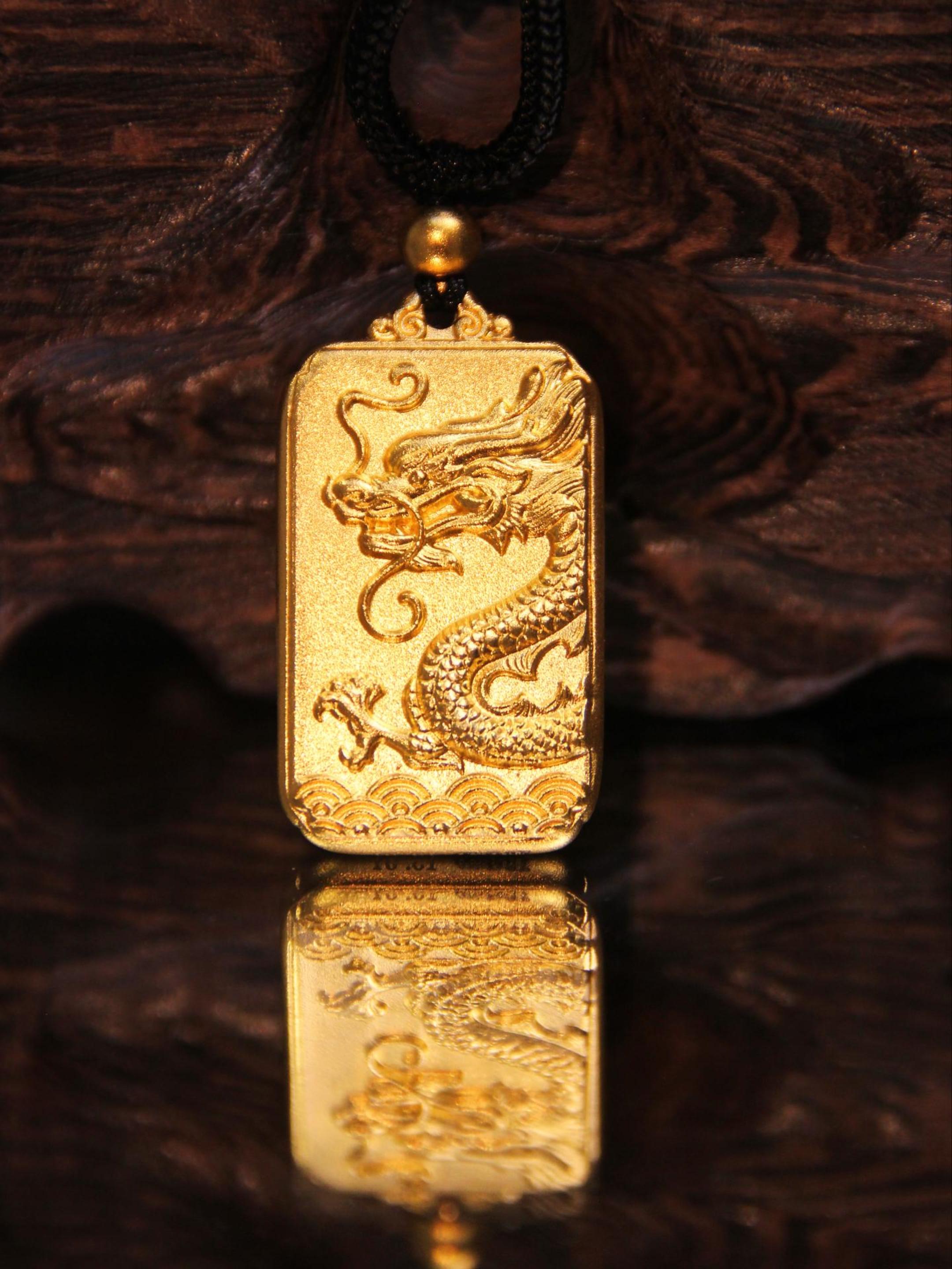 【贞爱福】 足金龙牌吊坠 足金9999经典 复古时尚传承手工