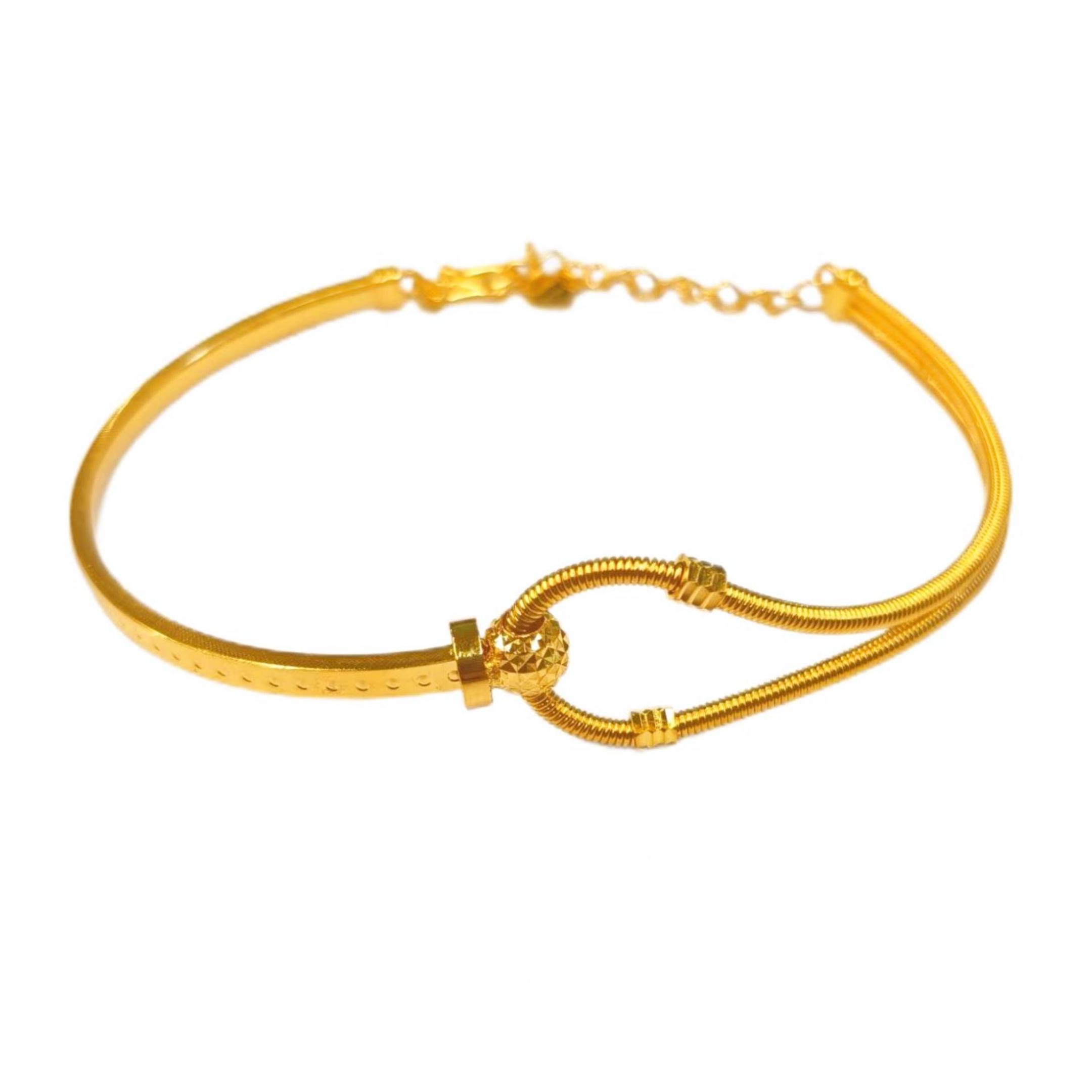 【贞爱福】足金黄金马蹄手链女弹簧半镯AB镯C字镯调节手镯送礼