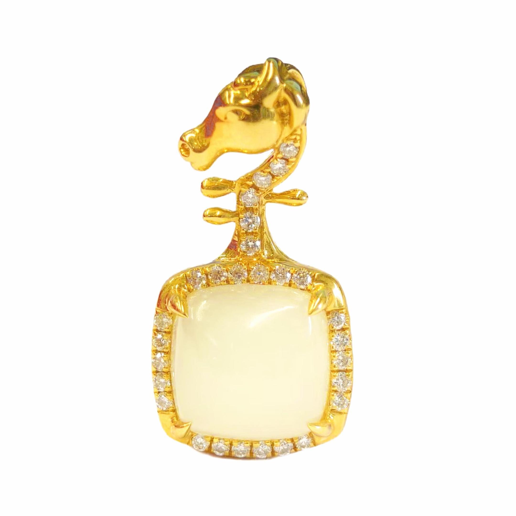 【贞爱福】和田玉镶钻吊坠时尚复古挂坠精美足金镶嵌挂坠吊坠